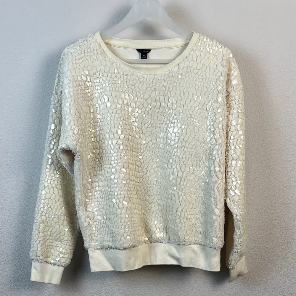 Ann Taylor Ivory Ribbed Sweater